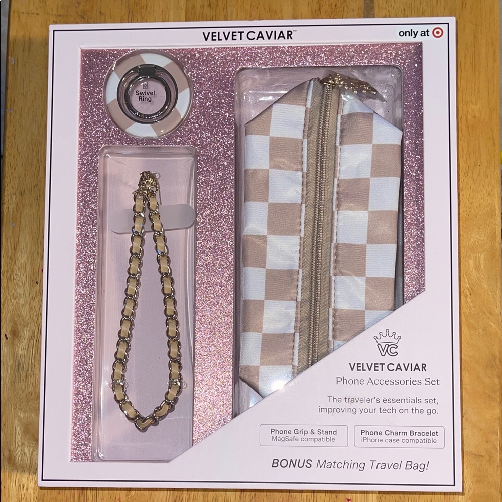 Velvet Caviar Gold and Cream Phone Accessories Set